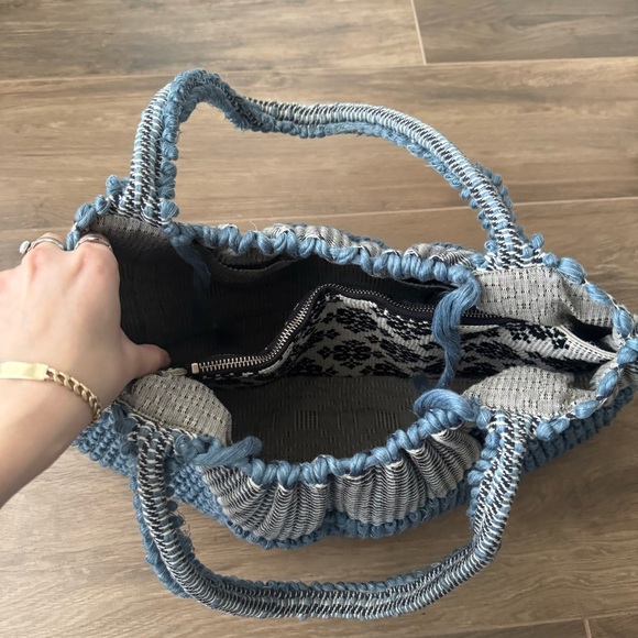 Antonello Tedde Blue Capriccioli Medium Handwoven Tote Bag - Picture 5 of 6